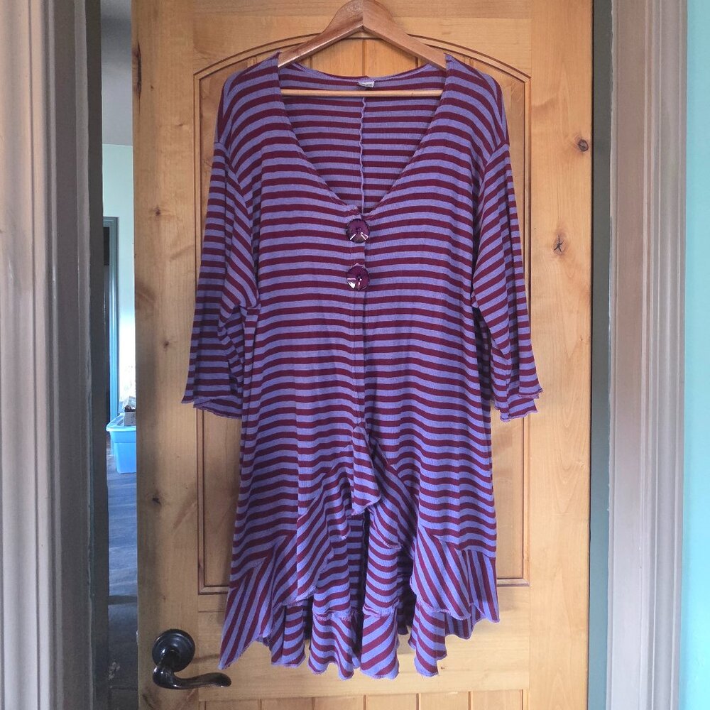 Vintage Indie Brand Handmade Hi/Lo Boho Duster Cardigan w/Ruffles
